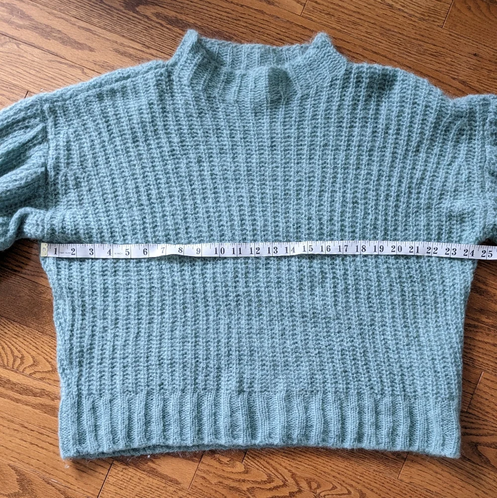 SEZANE Olric jumper sweater Alpaga Balloon Sleeves in Almond Green size S Small - Picture 8 of 9